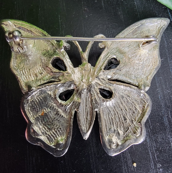 VTG* Enamel Butterfly Brooch 🦋 Black/Brown - Picture 4 of 4